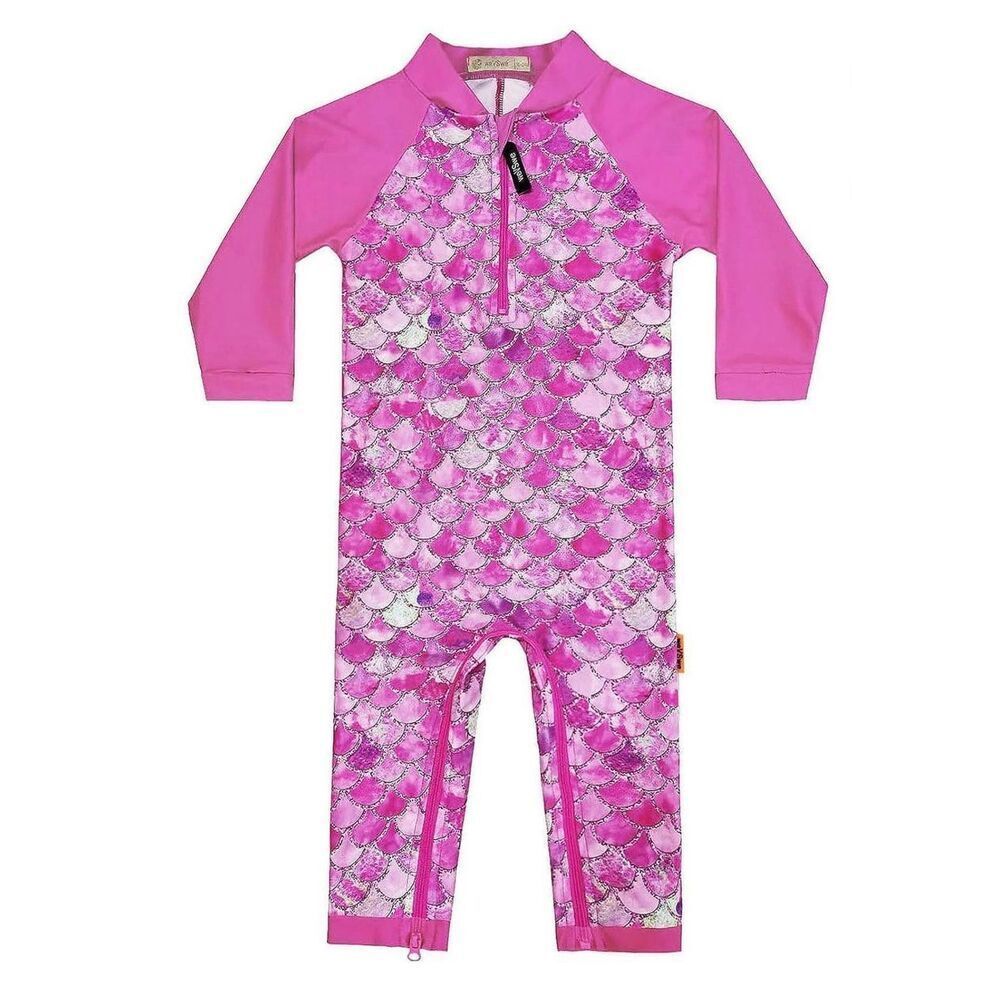 Pink Mermaid Long Sleeve, Long Pants Swimsuit 3T
